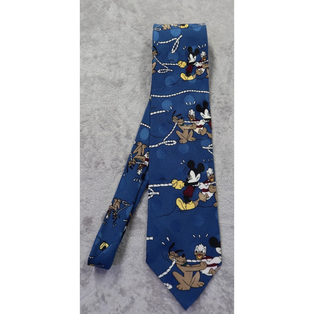 Disney Mickey Unlimited Necktie Mickey Donald Pluto Tug of‎ War Neck Tie
